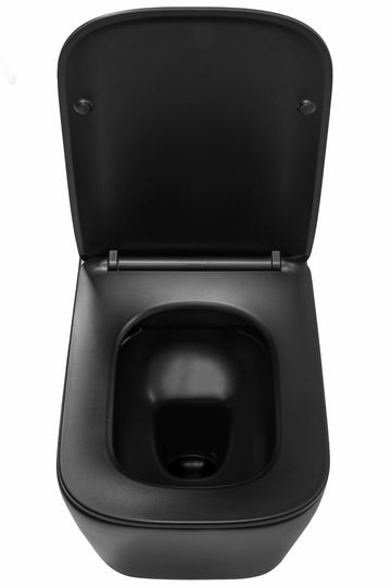 Set vas WC suspendabil rimless Rea Raul şi capac soft close negru mat